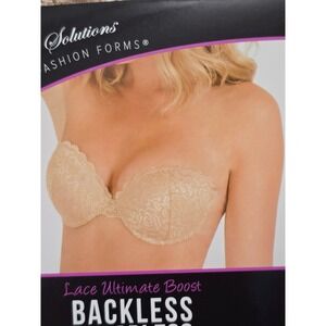 Fashion Forms Lace Ultimate Boost Backless Strapless Bra Nude DD TR063